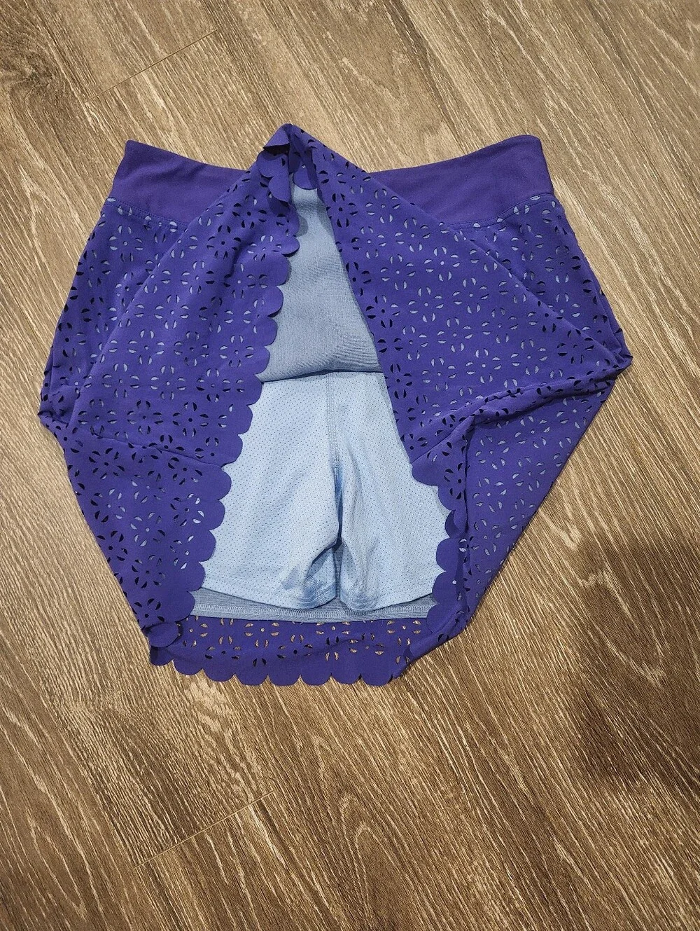 Title Nine Moisture Wicking Nimblene Skort With Lasercut Detail Purple And Blue - Picture 7 of 7